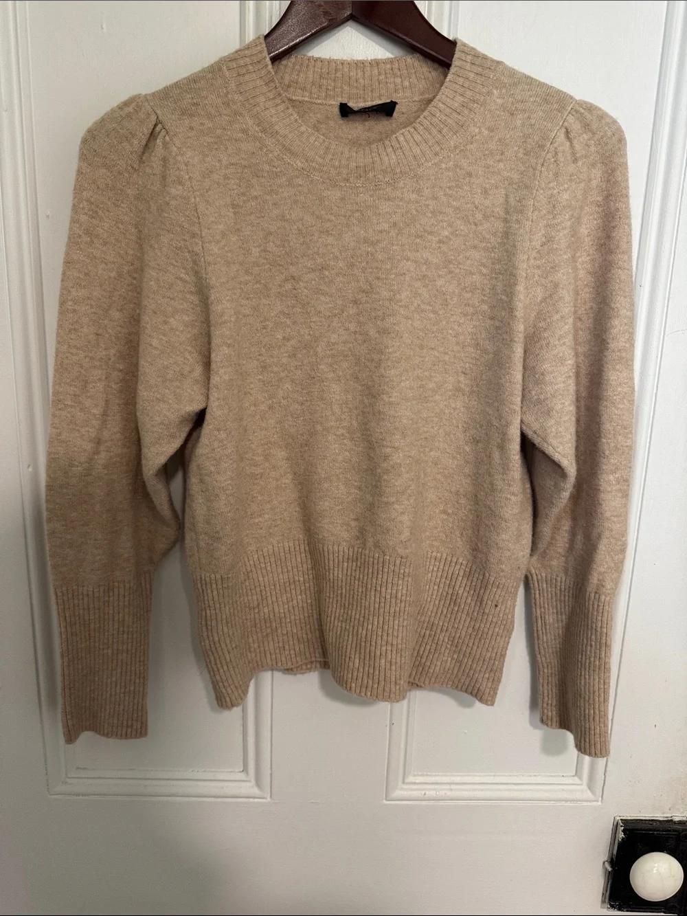 J.Crew Puff-sleeve crewneck sweater in Supersoft yarn